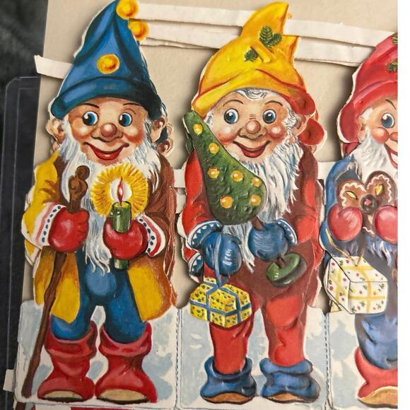 Vintage EAS Germany Die Cut Paper Scraps Christmas Elves Gnomes EAS 3140 - Picture 7 of 9